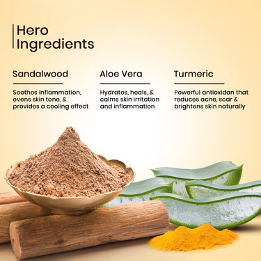 Ozone Sandal Face Pack | Enriched with Aloe Vera, Turmeric, Neem, Multani Mitti, Saffron & Sandalwood | Face Pack For Men & Women | All Skin Type, Skin Lightening & Radiance | 25gm (Pack of 10)